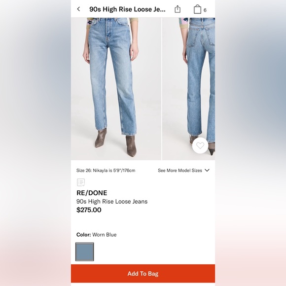 RE/DONE 90s High Rise Jeans size 27 NWOT - Picture 3 of 9